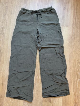 Pantalon d’été vert kaki lin H&M, t.XS/34