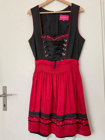 KRÜGER MADL Gr 44/42 Dirndl schwarz/rot neuwertig