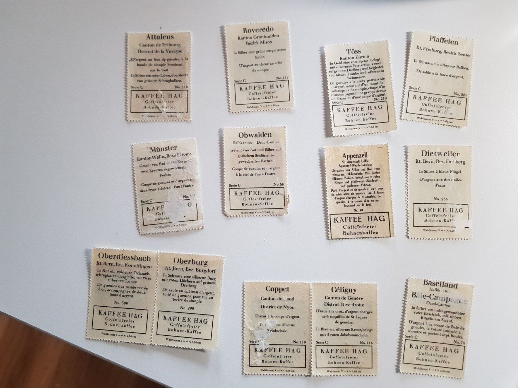Carte collezionabili: 13 Städtewappen. Klebebilder Kaffee HAG Bohnenkaffee – Usato da Walterswil BE venduto da Lonitti 1