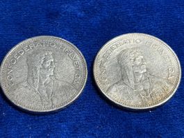 2 x 5.- 1935, 835 Silber, 30 Gr. Total