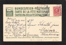 Bundesfeierkarte 1914,Nr. 7 o , Kat. 600.- ,gel. 22.7.14,Rar