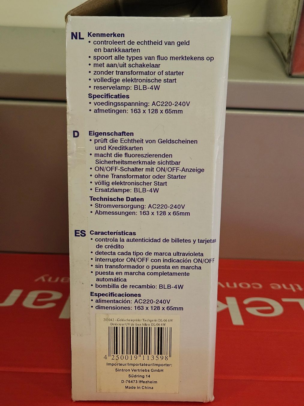 Banconote: GeldscheinPrüfer UV-Leuchtstoffröhre Geldscheintester 220V – Nuovo e nell'imballaggio originale da Kloten venduto da Thaipc 2
