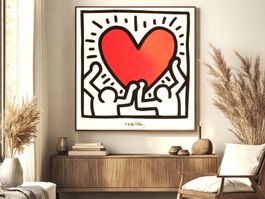 Geschenk zum Valentinstag Keith Haring - Nachher - Siebdruck