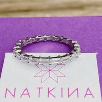 Natkina Ring Silberfarbe Baguette Zirkonia neuwertig