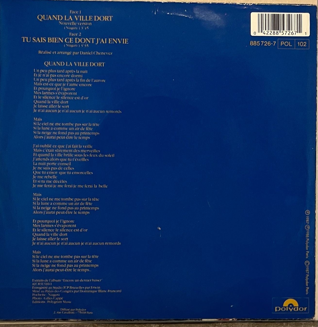 Schallplatten: NIAGARA - QUAND LA VILLE DORT – Gebraucht aus Bussigny von vinyl-pas-cher 1