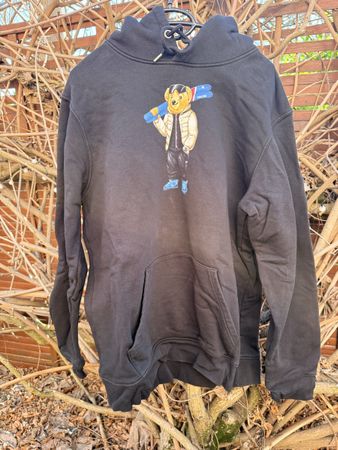 Sweat à capuche noir ourson stylé, taille L