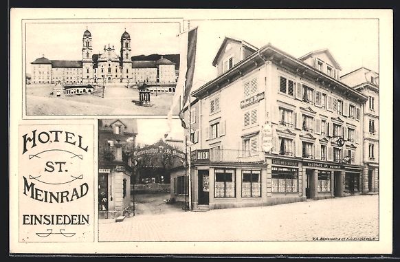 Cartoline postali: Einsiedeln, Hotel St. Meinrad mit Cafe,  – Usato da Berlin venduto da bartko-reher