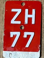 ZH 77 - VELONUMMER - FAHRRADSCHILD - PLAQUE DE VELO - ZH 77