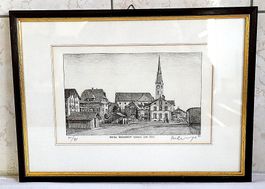Cham Dorfplatz Kupferstich
