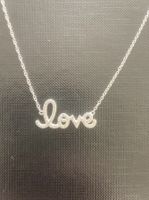 Silber "Love" Halskette mit Ohrstecker, Neuwertig!
