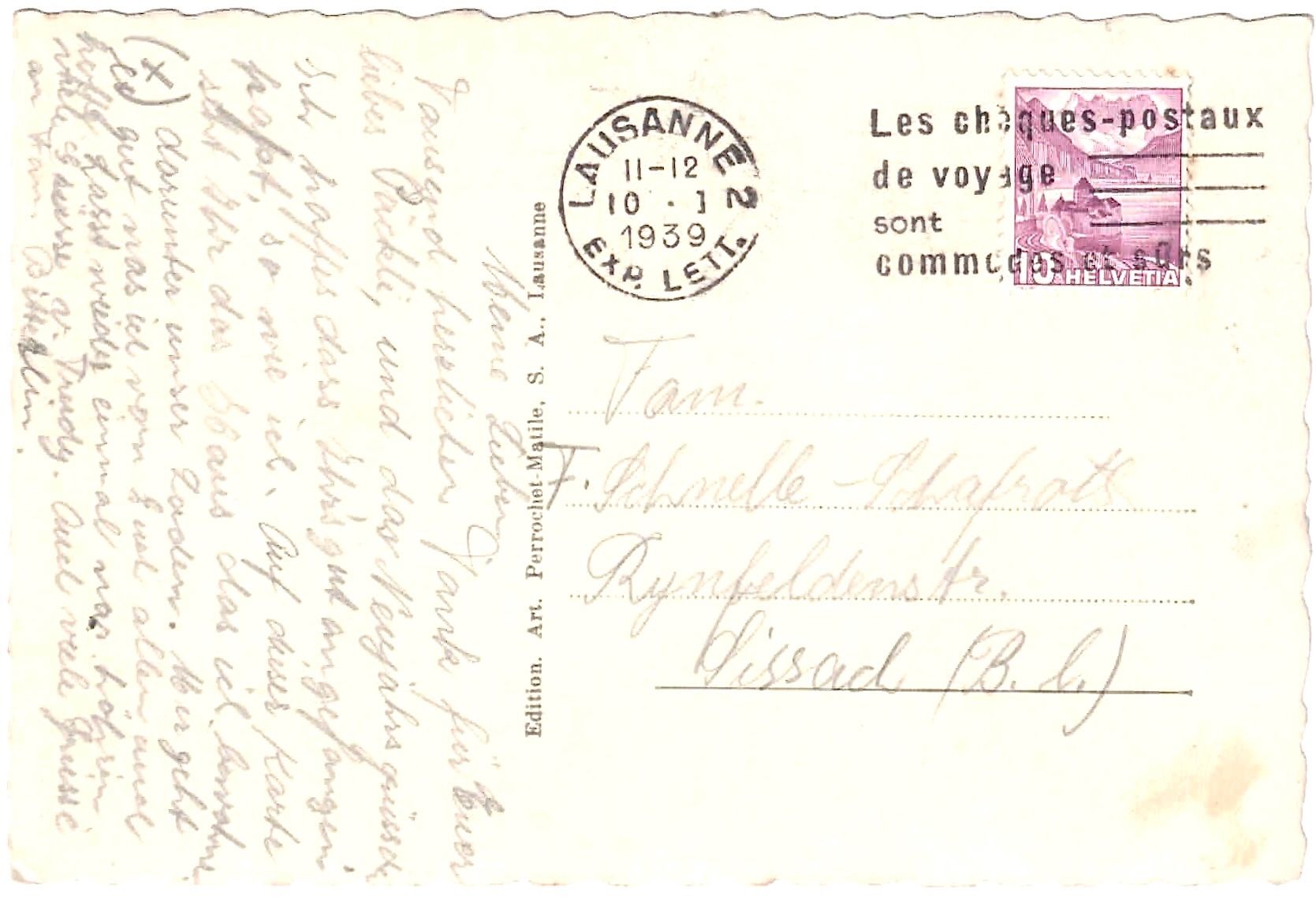 Cartoline postali: LAUSANNE - Quartier de VALENCY ca. 1935 (VD) – Usato da Oberdorf BL venduto da Hopfehuepfer 2