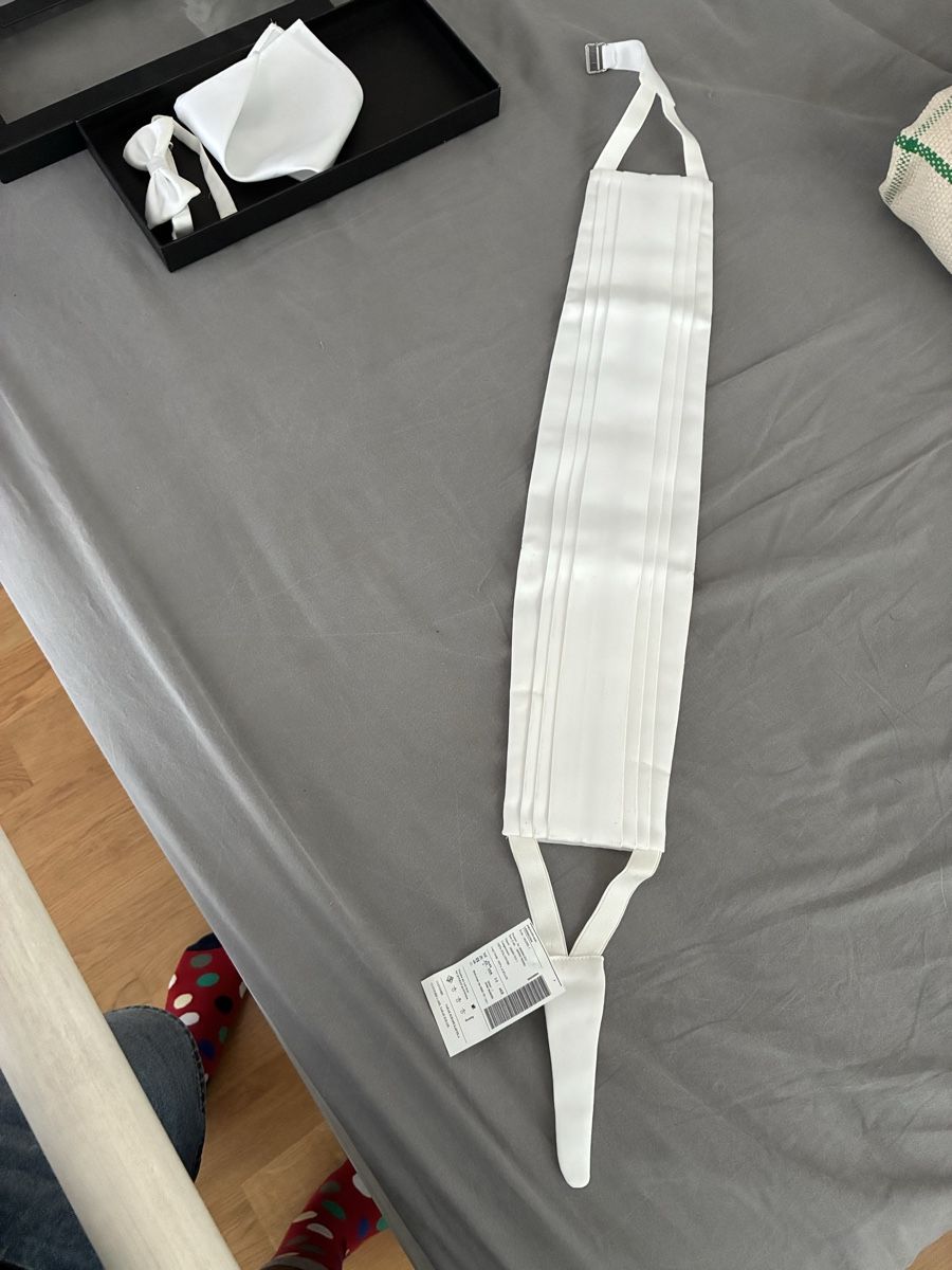Cravatte: Herren Set Kummerbund-Fliege-Einstecktuch weiss Sarar – Usato da Wetzikon ZH venduto da Higure 6