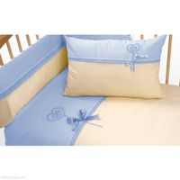 Bettwäsche 5er Set Baby Kinder HERZ blau