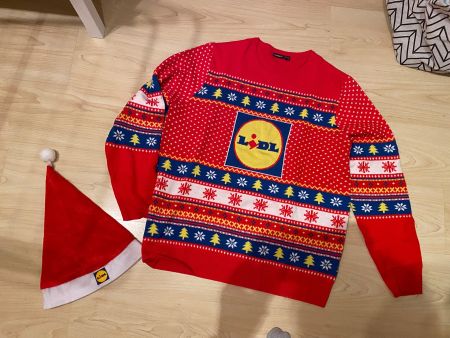 Weihnachtspullover Lidl Grösse XL mit Mütze/ ugly Christmas