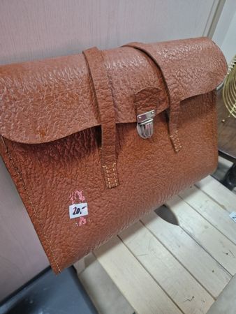 Schulsack Leder braun Vintage ungebraucht 1973