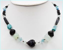 ♛ Achat / Edelsteine - Mix Kette ca. 42cm 925 Silber