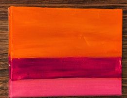 Abstract Painting Canvas Orange Pink Used Condition