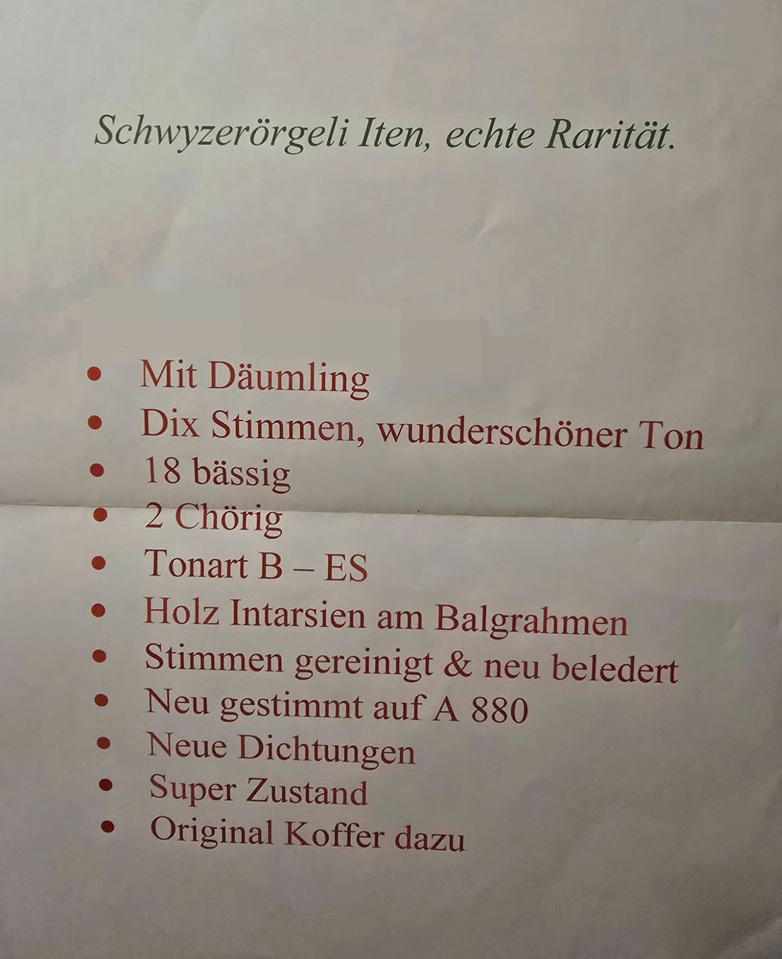Musikinstrumente: Schwyzerörgeli A.Iten mit Dix-Stimmen. Jg. 1967 – Gebraucht aus Hasle LU von stupero 9