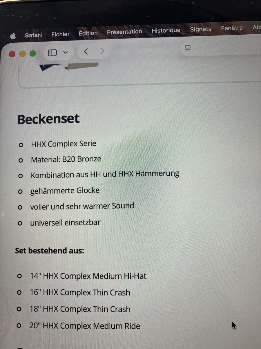 Sabian Strumenti musicali: Becken: SABIAN HHX Complex Set – Usato da Portalban venduto da Fraz 5