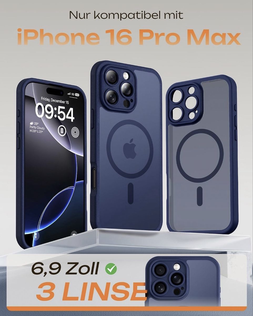 Apple Cover & Protezioni schermo: iPhone 16 Pro Max Hülle mit MagSafe in blau – Nuovo e nell'imballaggio originale da Veltheim AG venduto da EVENT-LLS 1