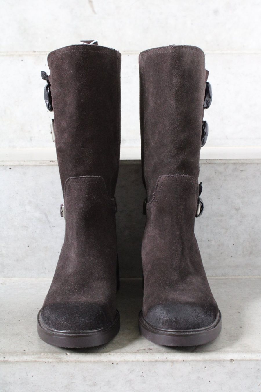 Zara Scarpe da donna: NEW Zara Buckled Split Suede Leather Boots – Nuovo e nell'imballaggio originale da St. Gallen venduto da look-twice 4