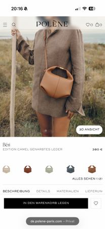 POLENE Béri Tasche Leder Camel neuwertig