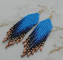 Fringe Earrings Blue /Fransen Ohrringe blau
