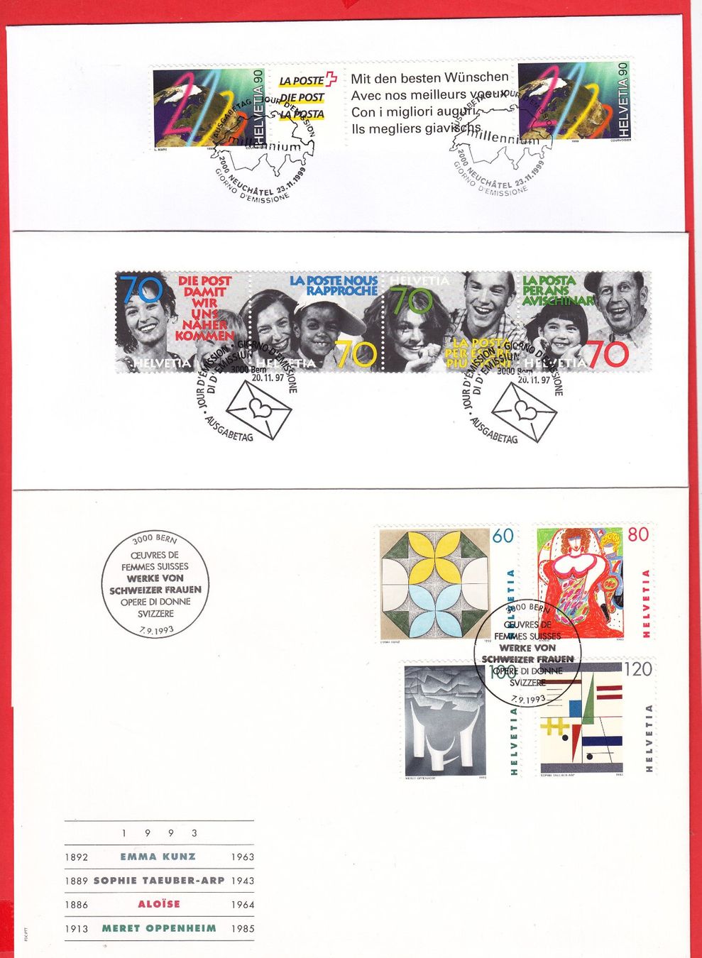 Tutti i francobolli: 3 Satzbriefe FDC 1999+1998+1993 – Nuovo (secondo la descrizione) da Adliswil venduto da Aenti