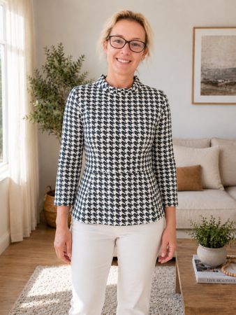 & OTHER STORIES | blouse pied-de-poule noir blanc chic | 38