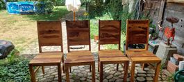 4 Stühle massiv aus Gummibaumholz