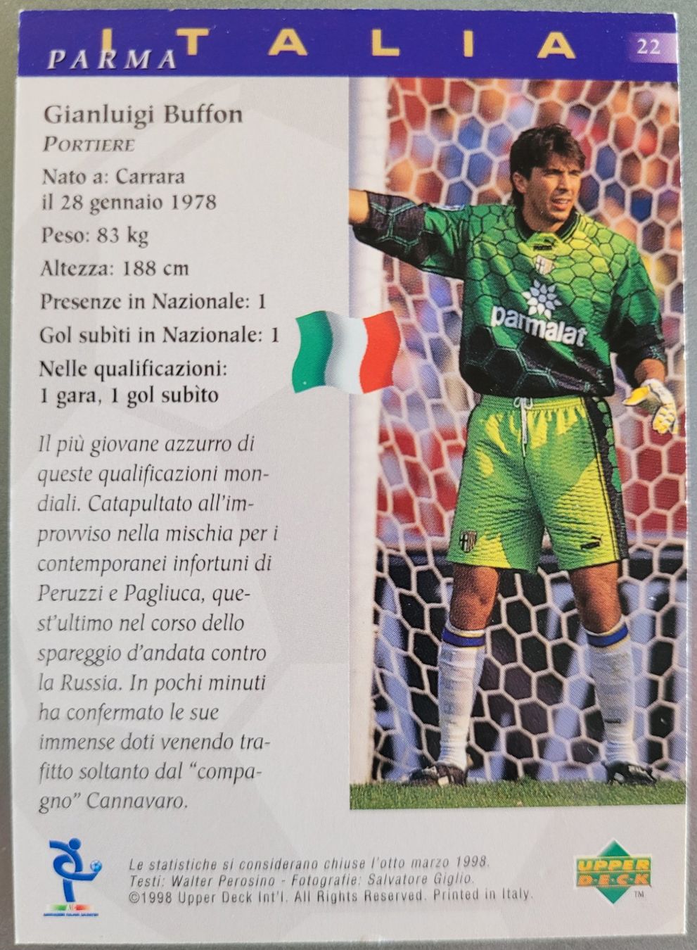 Sammelbilder & Trading cards: Gianluigi Buffon Upper Deck 1998 Nr.22 TOP Zustand – Neu (gemäss Beschreibung) aus Arbon von Wizle 1