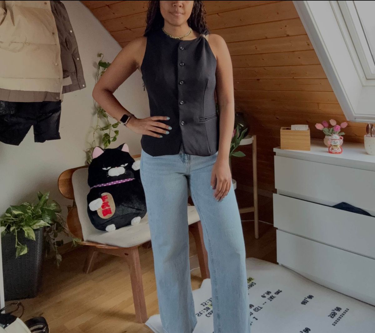 Zara Tops: Elegante schwarze Damenweste – Gebraucht aus Winterthur von Flomiverse