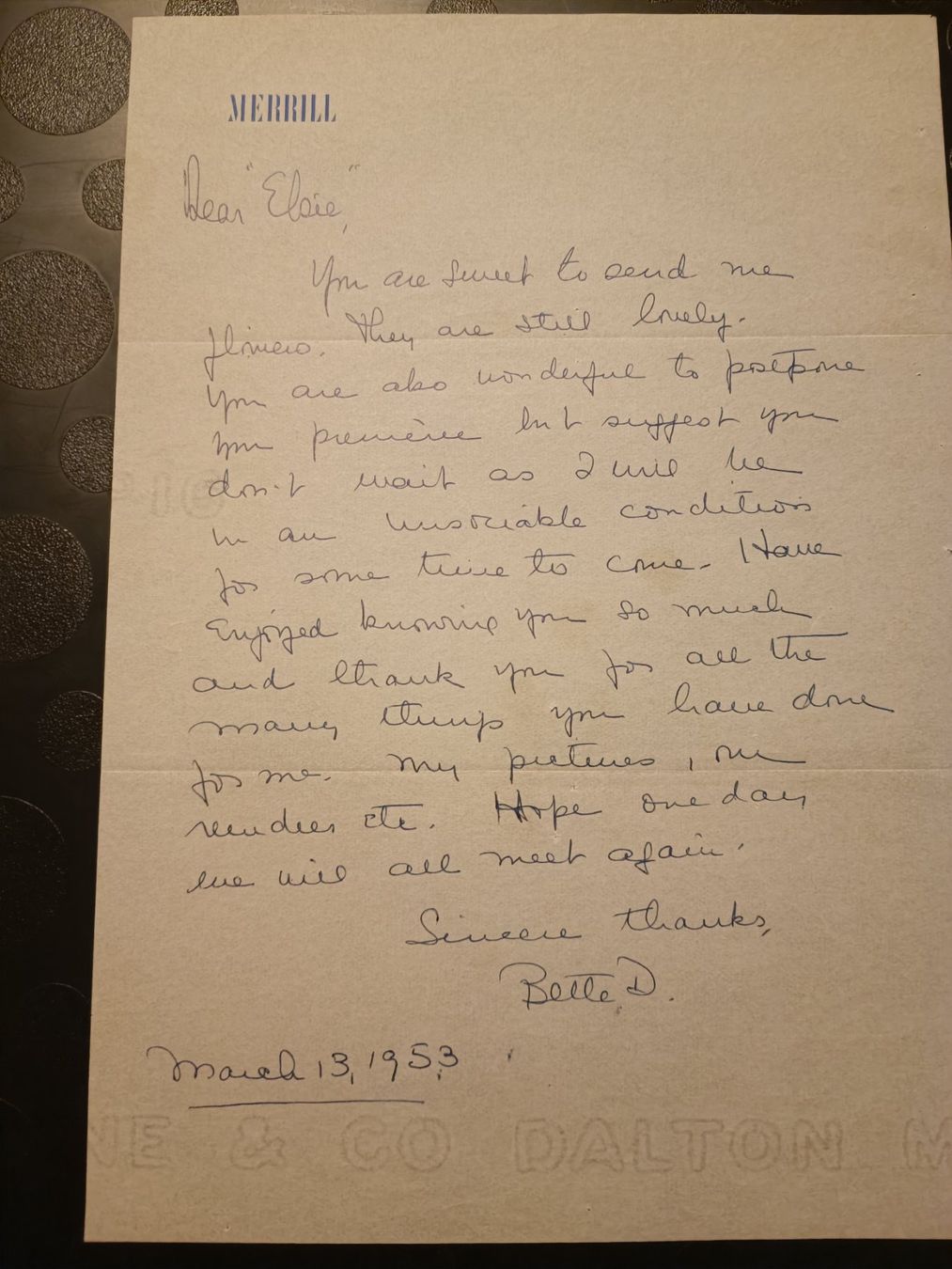 Autografi: Bette Davis  - handgeschriebener Brief – Usato da Menziken venduto da Artographs