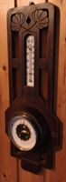 Antike Wanduhr Barometer Thermometer Holz