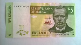 Billet banque Malawi 5 Kwacha 01/07/1997 UNC