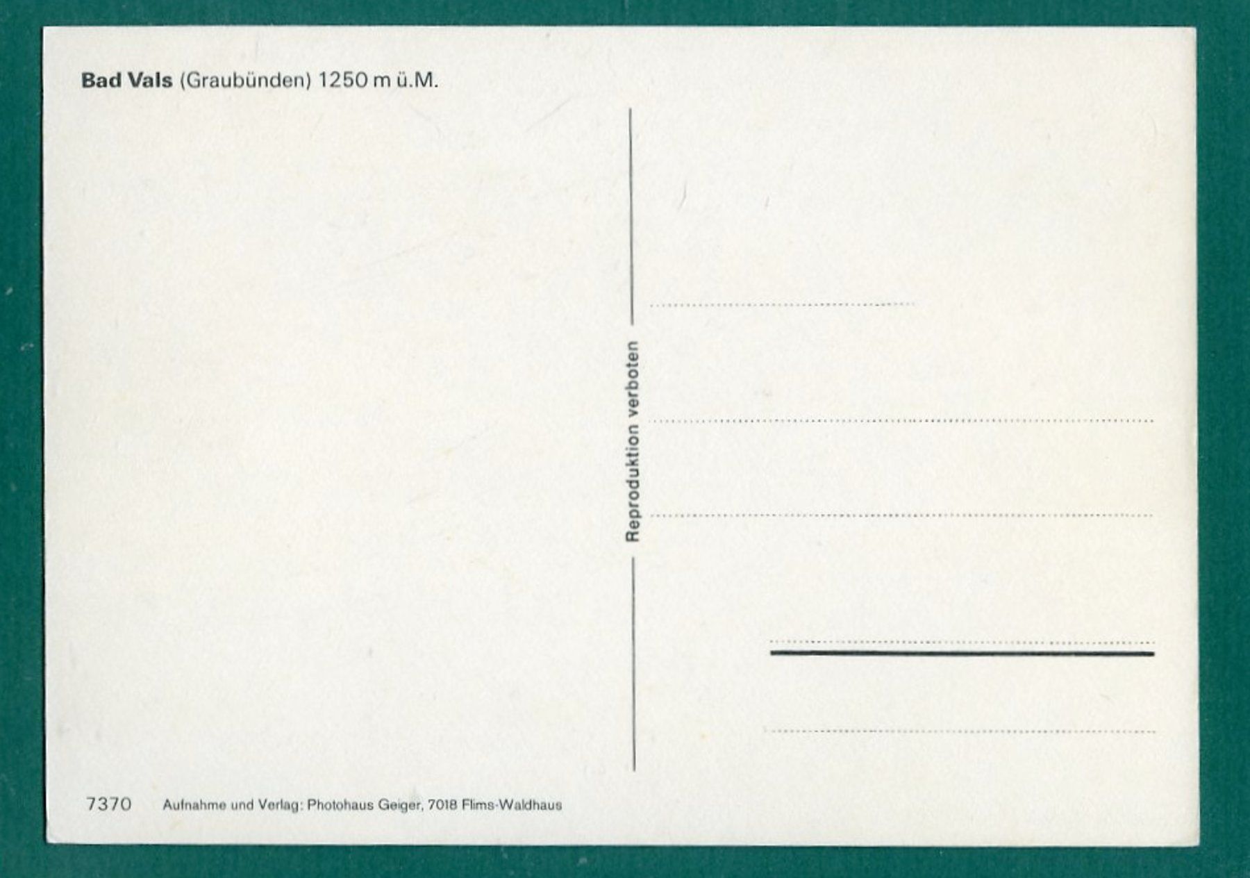 Cartes postales: Bad Vals, ungelaufen, ca. 1990, Grossformat – D'occasion à Sargans par Hausi1951 1