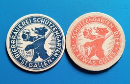 2 Bierdeckel Bier Brauerei Schützengarten St.Gallen