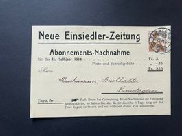CH  Nachnahme Neue Einsiedler Zeitung  1910  (V953)