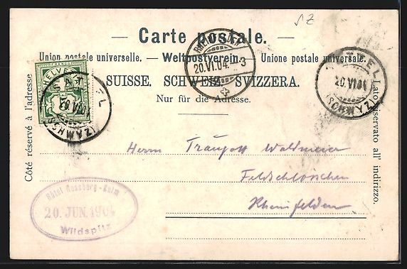 Cartoline postali: Litho Rossberg-Kulm, Wildspitz, Hotel Ro – Usato da Berlin venduto da bartko-reher 1