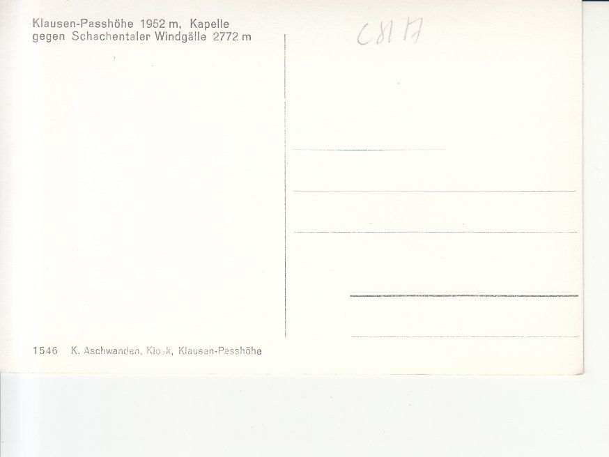 Ansichtskarten: Klausenpass Kapelle ca. 1950 – Gebraucht aus Bürglen TG von StampGraf 1