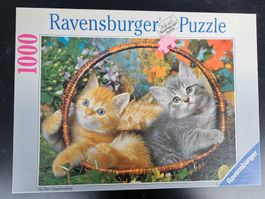 Puzzle Ravensburger 1000 Teile - Kätzchen im Korb