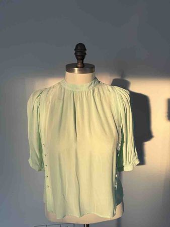 Damen Bluse hellgrün Stehkragen gebraucht