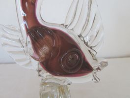 Murano Glas Fisch Skulptur, Vintage Deko für den Tisch