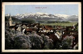 Hausen a. Albis, Ortsansicht mit Kirche 