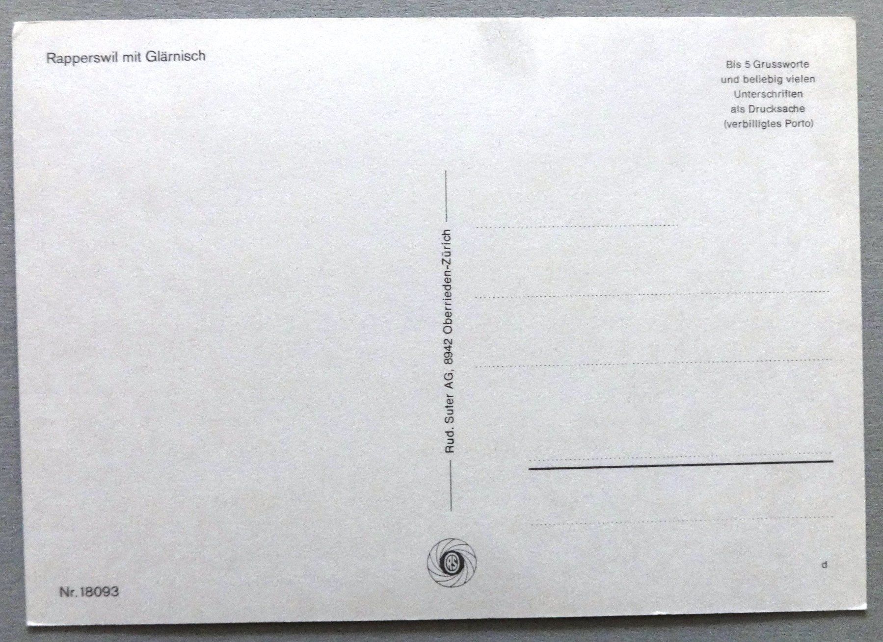 Cartes postales: Rapperswil mit Glärnisch – D'occasion à Fétigny par Billy2miny 1