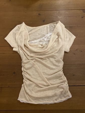 Damen Shirt beige mit Spitze