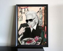 Karl Lagerfeld Pop Art Kunst Fashion Spaghetti Wein Couture