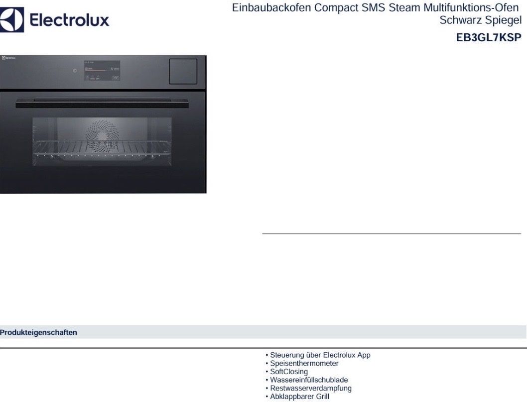 Electrolux Elettrodomestici da cucina: NEU Electrolux Profi-Steamer EB3GL7KSP 38x55 CH – Usato da Gersau venduto da mfk01 1