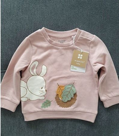 NEU Manor Baby Sweatshirt Pullover rosa Hase Igel Grösse 74