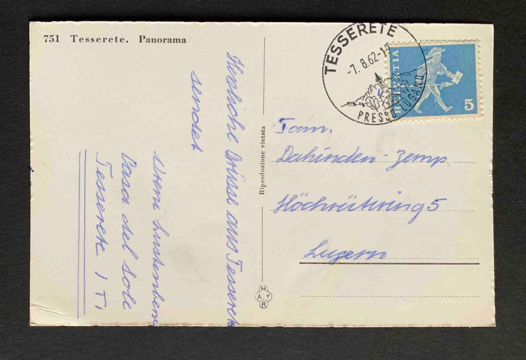 Cartoline postali: AK Tesserete Panorama – Usato da Goldau venduto da artelier1 1